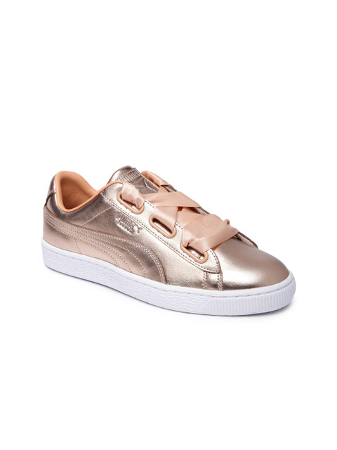 

Puma Women Rose Gold Toned Coral Basket Heart Luxe Sneakers