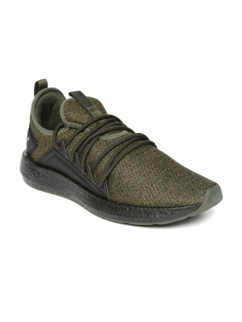 

Puma Men Olive Green & Black NRGY Neko Knit Running Shoes