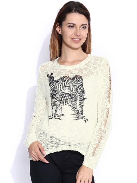 

Mast & Harbour Off-White Printed Sweater
