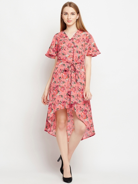 

Taanz Women Coral Printed Wrap Dress