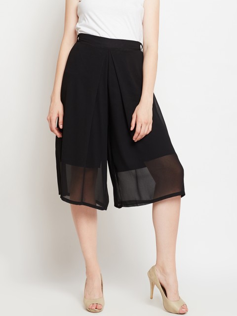 

Taanz Women Black Solid Semi-Sheer Flared Skirt