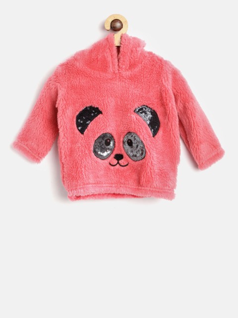 

United Colors of Benetton Girls Pink Sequinned Hooded Sweatshirt