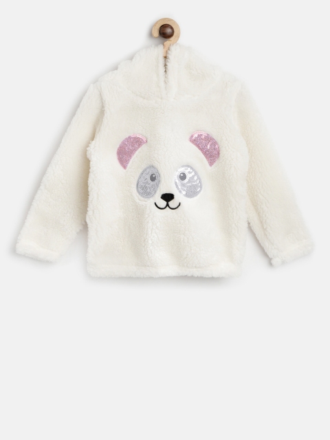 

United Colors of Benetton Girls Off-White Sequinned Hooded Sweatshirt