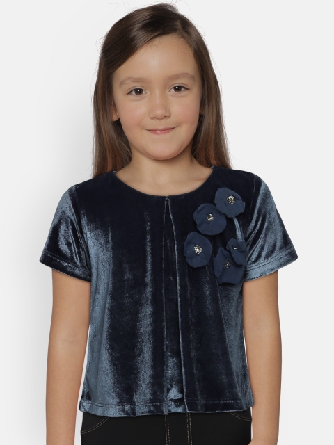 

United Colors of Benetton Girls Navy Blue Solid A-Line Top