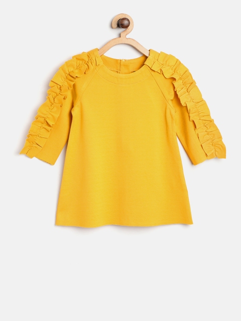 

United Colors of Benetton Girls Mustard Yellow Solid A-Line Dress