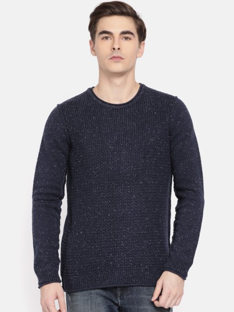 

Calvin Klein Jeans Men Navy Blue Self Design Pullover