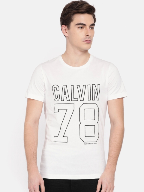 

Calvin Klein Jeans Men White Self Design Round Neck T-shirt