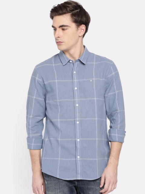 

Calvin Klein Jeans Men Blue Slim Fit Checked Casual Shirt