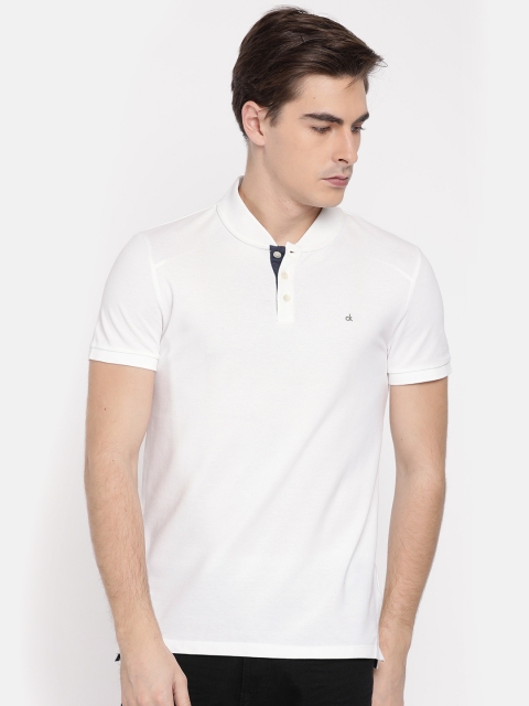 

Calvin Klein Jeans Men White Solid Polo Collar T-shirt