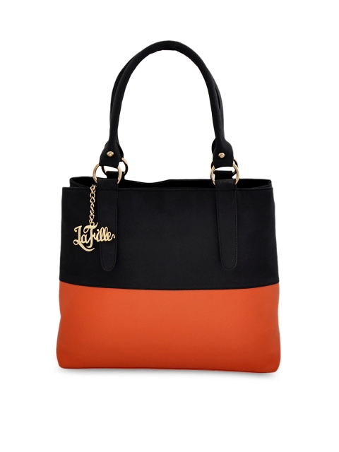 

LaFille Orange & Black Colourblocked Shoulder Bag