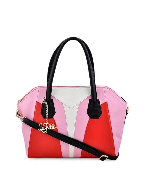 

LaFille Pink & Red Solid Handheld Bag