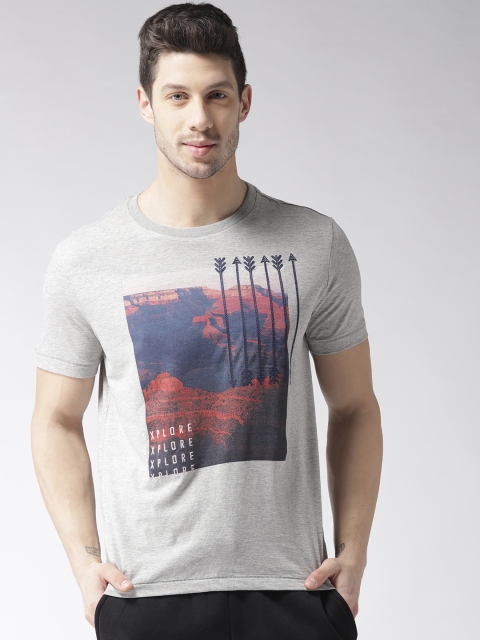 

Aeropostale Men Grey Melange Printed Round Neck T-shirt