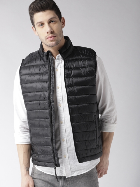 

Aeropostale Men Black Solid Sleeveless Padded Jacket