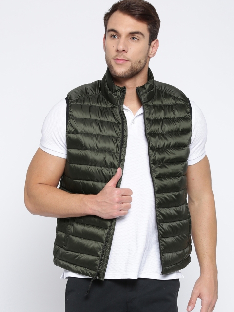 

Aeropostale Men Olive Green Solid Puffer Jacket