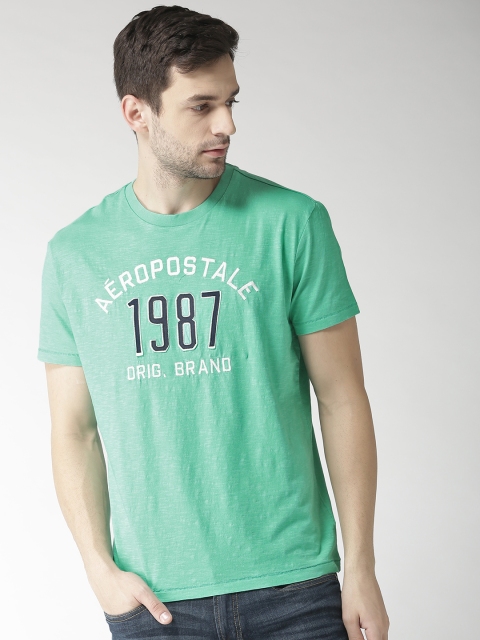 

Aeropostale Men Green Embroidered Round Neck T-shirt