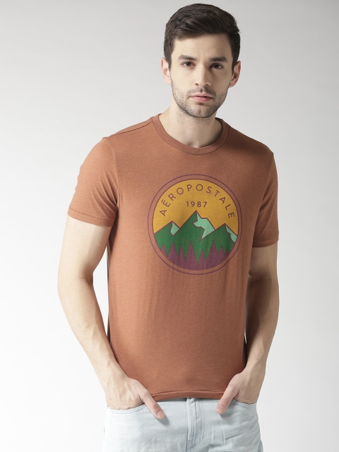 

Aeropostale Men Brown Printed Round Neck T-shirt