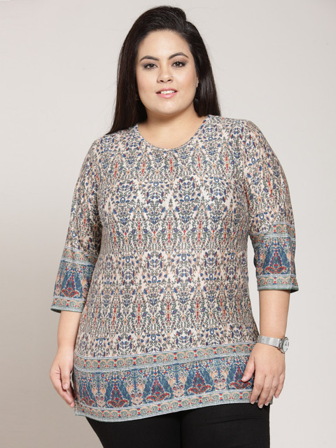 

plusS Women Blue Printed Top