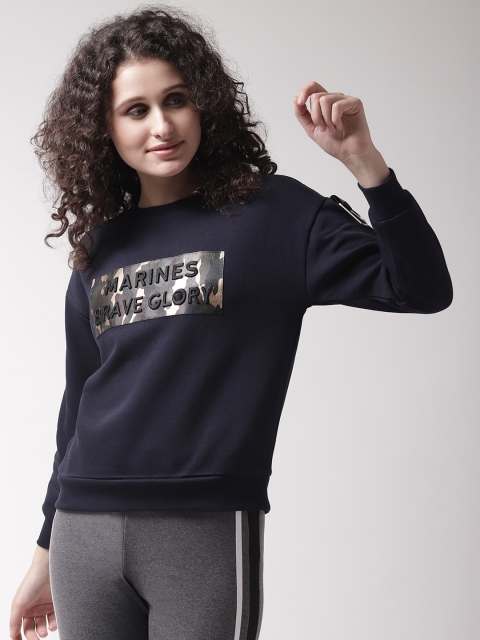 

Madame Women Navy Blue Printed Sweatshirt