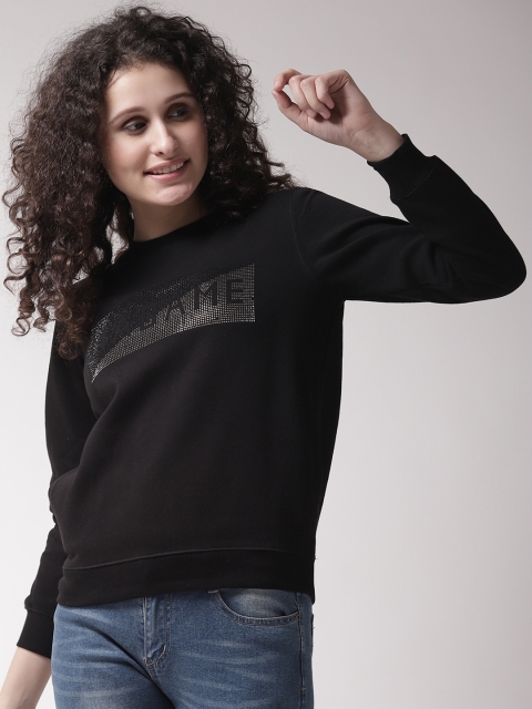 

Madame Women Black Studded Detail Sweatshirt