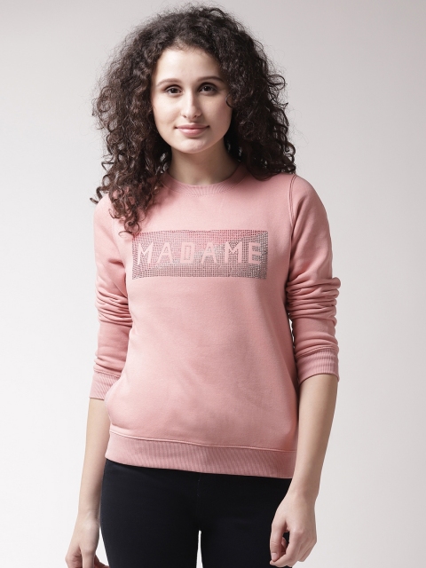 

Madame Women Peach-Coloured Printed Sweatshirt