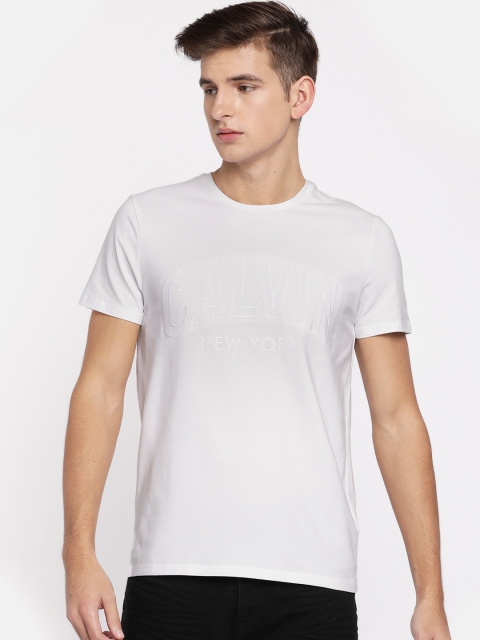 

Calvin Klein Jeans Men White Self Design Round Neck T-shirt