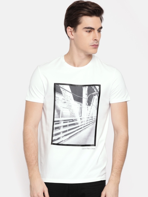 

Calvin Klein Jeans Men White Printed Round Neck T-shirt