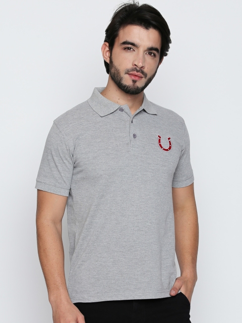 

Blacksmith Men Grey Solid Polo Collar T-shirt