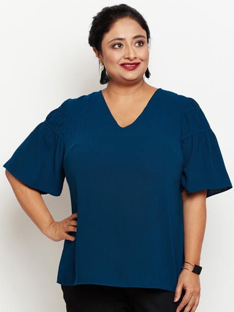 

NuBella Plus Size Women Teal Solid Top