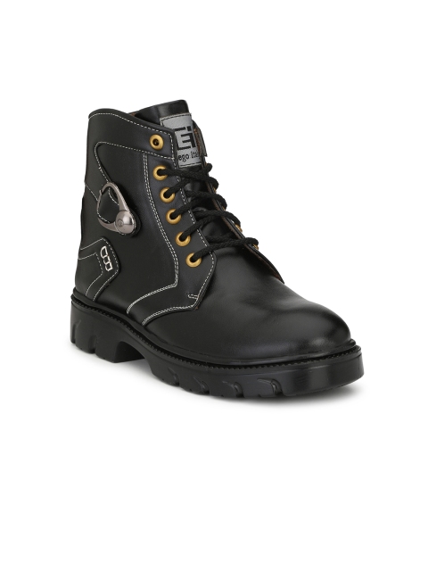

Eego Italy Men Black Solid Synthetic High-Top Flat Boots
