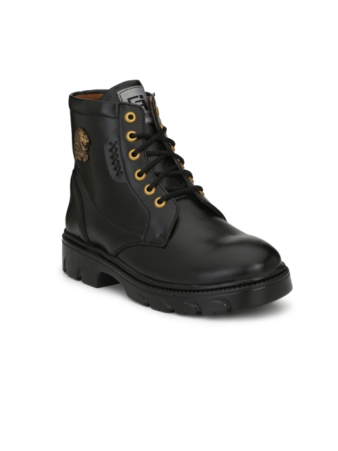 

Eego Italy Men Black Solid Synthetic High-Top Flat Boots