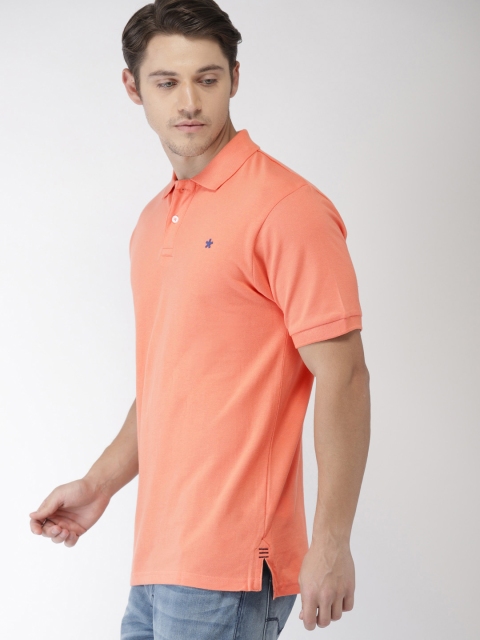 

Celio Men Peach-Coloured Solid Polo Collar T-shirt