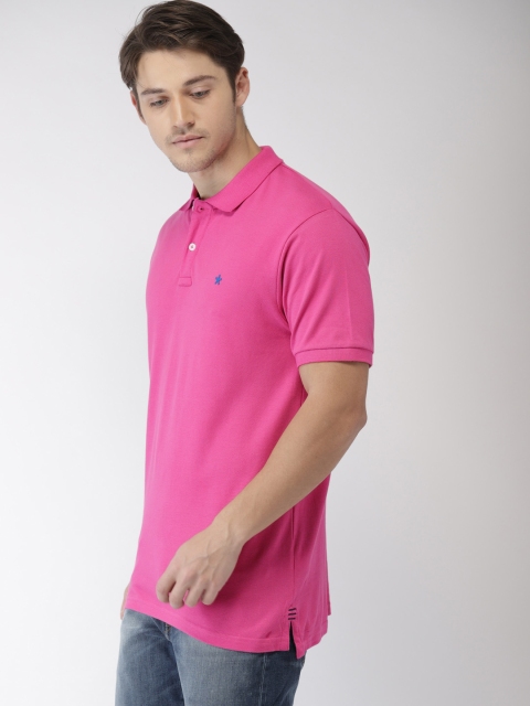 

Celio Men Pink Solid Polo Collar Pure Cotton T-shirt