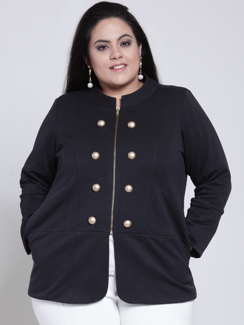 

plusS Women Black Solid Tailored Jacket