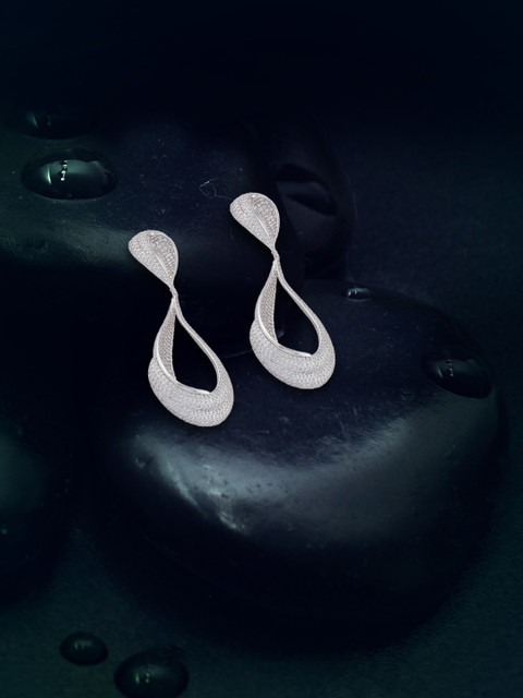 

shaze Silver-Plated & Antique Classic Drop Earrings