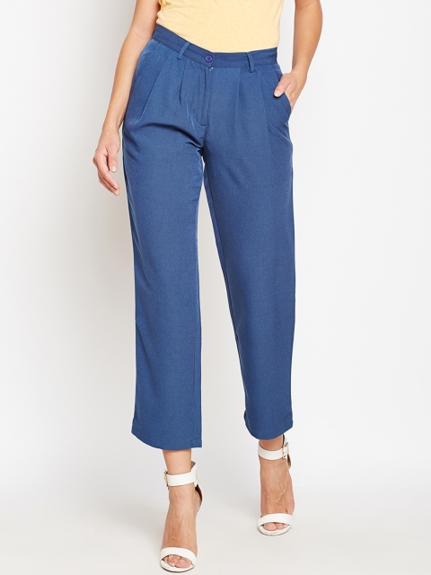 

Taanz Women Blue Regular Fit Solid Parallel Trousers