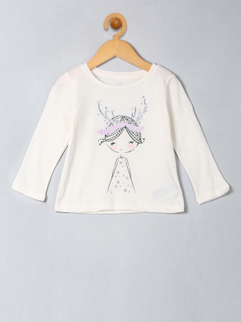 

GAP Girls White Embellished Graphic Long Sleeve T-Shirt