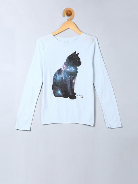 

GAP Girls Blue Embellished Graphic Long Sleeve T-Shirt