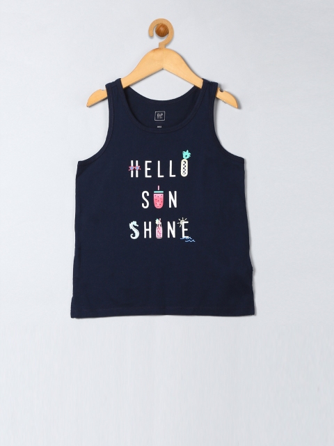 

GAP Girls Blue Printed Round Neck T-shirt