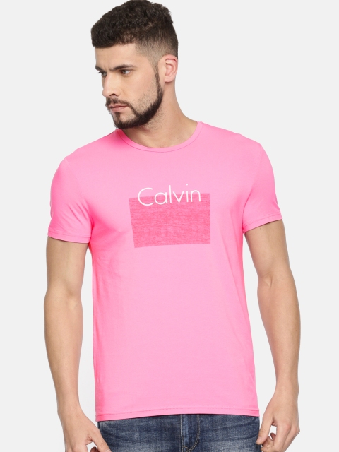 

Calvin Klein Jeans Men Pink Rubber Printed Round Neck T-shirt