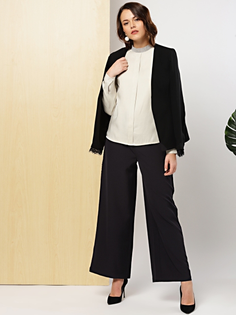 

her by invictus Women Black Regular Fit Solid Trousers