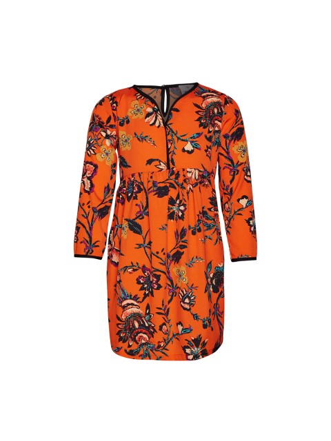 

Oxolloxo Girls Orange Printed Fit and Flare Dress