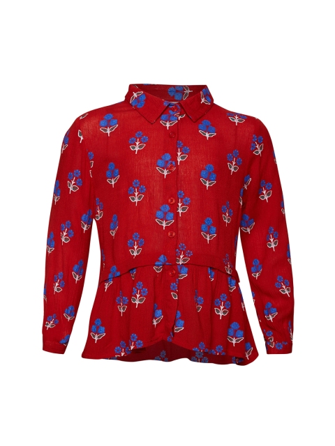 

Oxolloxo Girls Red Comfort Regular Fit Printed Casual Shirt