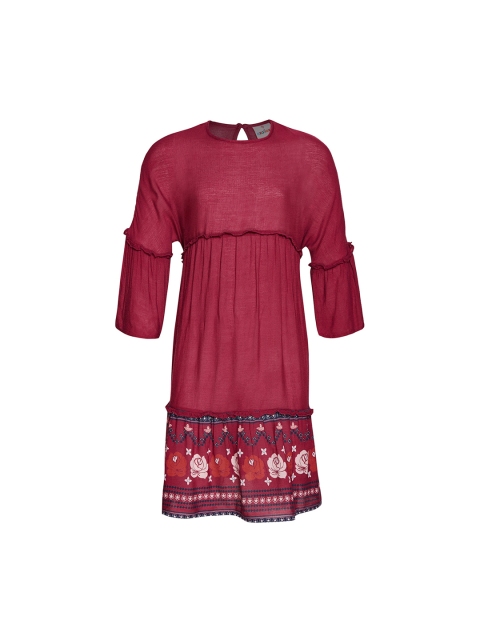 

Oxolloxo Girls Maroon Printed Fit and Flare Dress