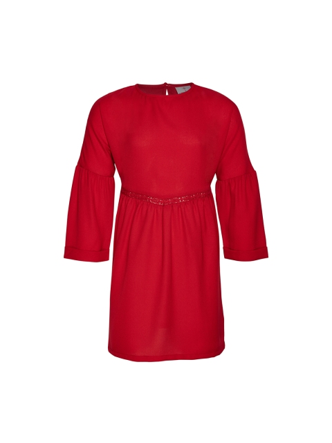 

Oxolloxo Girls Red Solid Fit and Flare Dress