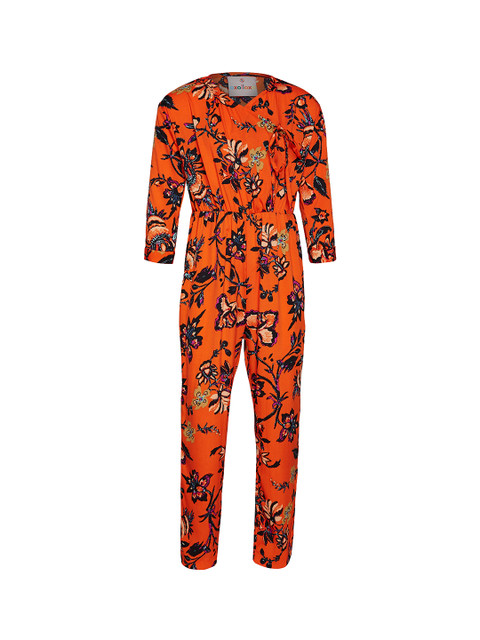 

Oxolloxo Girls Orange & Navy Blue Printed Basic Jumpsuit