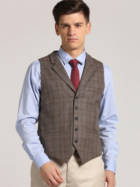 

Peter England Brown Checked Waistcoat