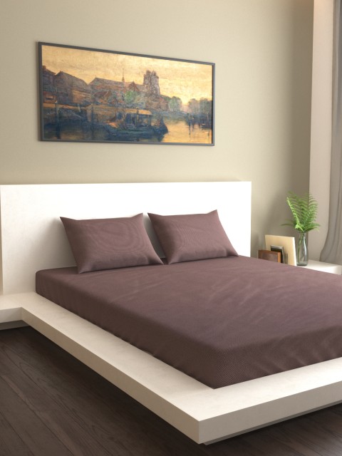

MARK HOME Charcoal Grey Solid Flat 400 TC Cotton 1 Queen Bedsheet with 2 Pillow Covers