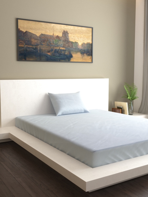 

MARK HOME Blue Solid Flat 400 TC Cotton 1 Single Bedsheet with 1 Pillow Covers