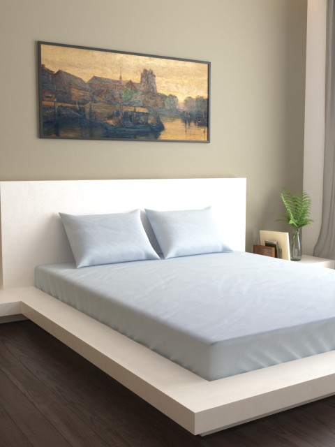 

MARK HOME Blue Solid Flat 400 TC Cotton 1 Double Bedsheet with 2 Pillow Covers