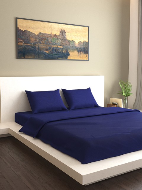 

MARK HOME Solid Navy Blue Bedding Set